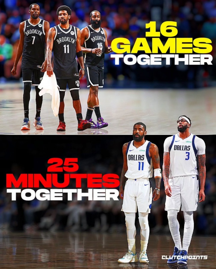 伤病惹的祸!篮网三巨头仅合体16场 欧文&浓眉更是仅合打了25分钟